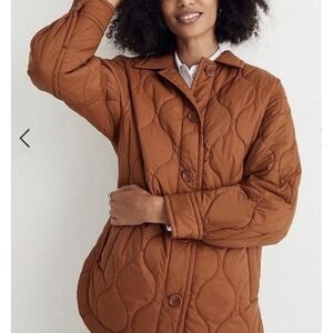 Madewell Airpuff Quilted Shirt Jacket Rust Orange PrimaLoft Insulated Size XS